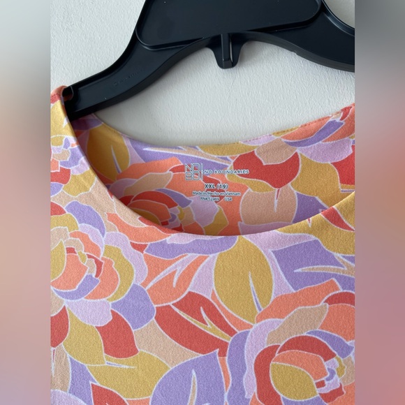 No Boundaries Juniors Multicolor Floral Print Colorful Side Ruched Midi … - Picture 8 of 10